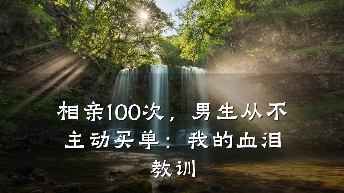 相亲100次,男生从不主动买单:我的血泪教训